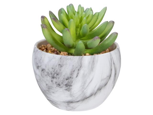 425' Green Artificial Succulent in Faux Marble Pot