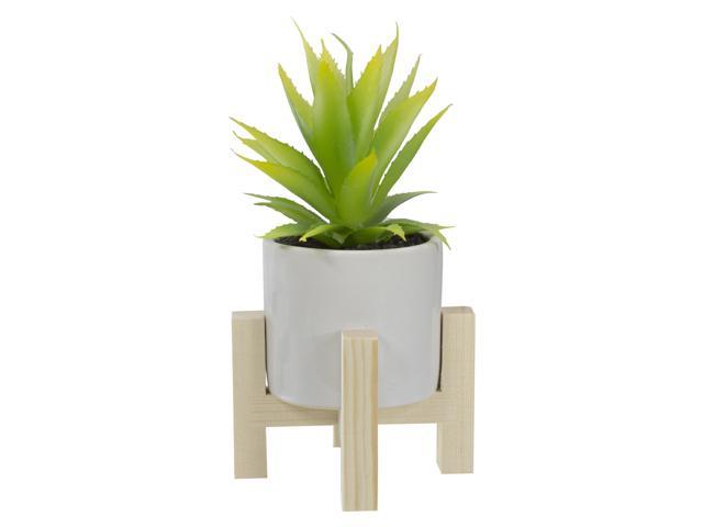 825' Potted Green Artificial Agave Plant with Wooden Stand