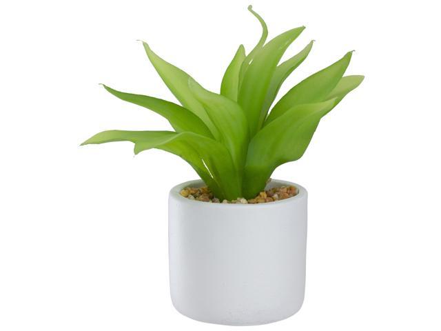8' Green Artificial Aloe Plant in a White Pot