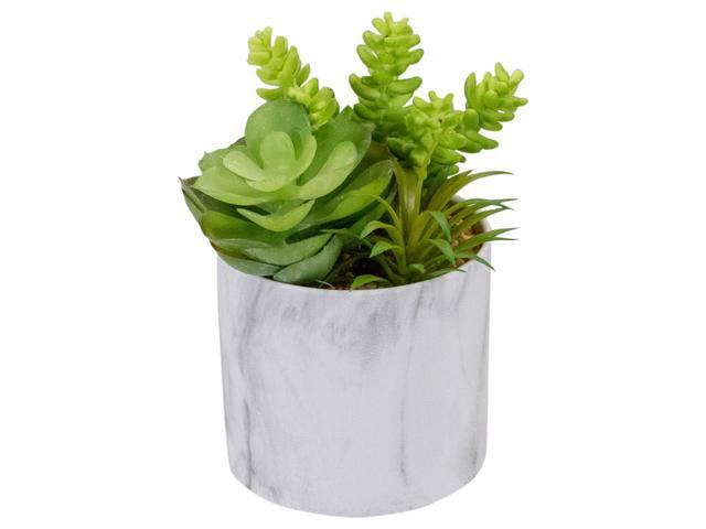 65' Green Artificial Succulent Arrangement in Faux Marble Pot