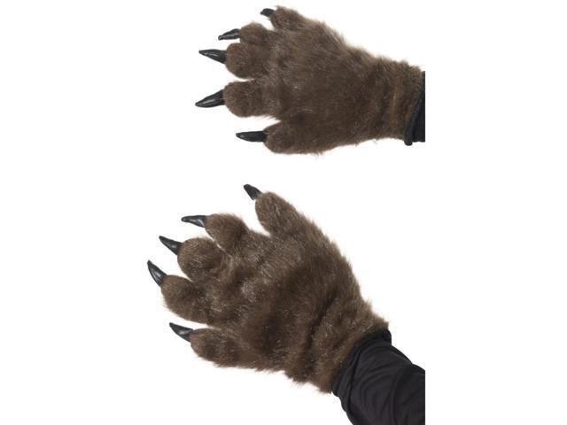 29' Brown Unisex Adult Hairy Halloween Monster Hands Costume Accessory - One Size