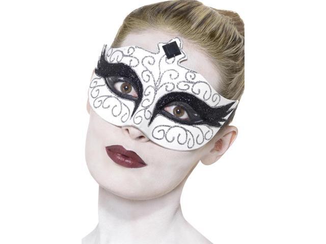 18' Black and White Gothic Swan Women Adult Eye Mask Halloween Costume Accessory - One Size