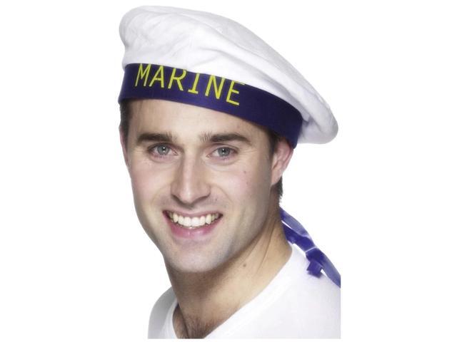 26' White and Blue Marine Sailor's Men Adult Halloween Hat Costume Accessory - One Size