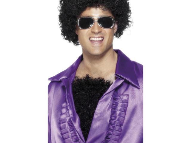 29' Black 1970 Style Curly Hairy Chest Men Adult Halloween Costume Accessory - One Size