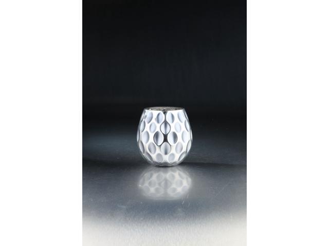 65' Gray and Clear Oval Shape Pattern Glass Tabletop Decor