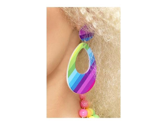 19' Vibrantly Colored 1980's Style Women Adult Halloween Teardrop Earrings Costume Accessory - One Size