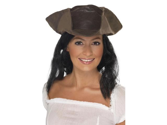34' Brown and Black Pirate Unisex Adult Hat with Hair Halloween Costume Accessory - One Size