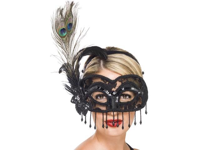 38' Black Colombina Lace Women Adult Halloween Eye Mask Costume Accessory - One Size