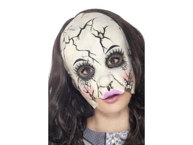 28' White and Black Damaged Doll Unisex Adult Halloween Mask Costume Accessory - One Size