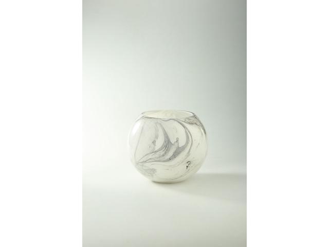 10' Abstract White and Gray Round Glass Vase