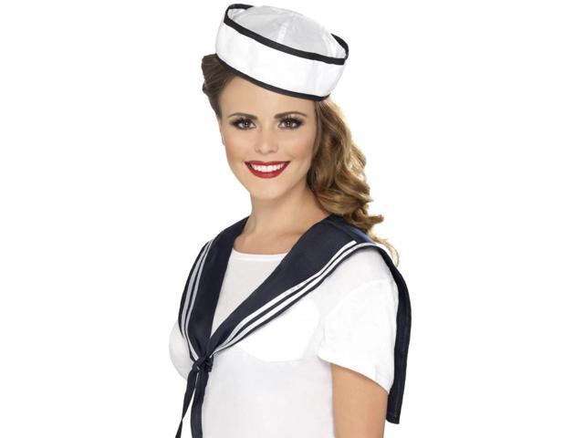 29' White Sailor Women Adult Halloween Scarf and Hat Costume Accessory - One Size