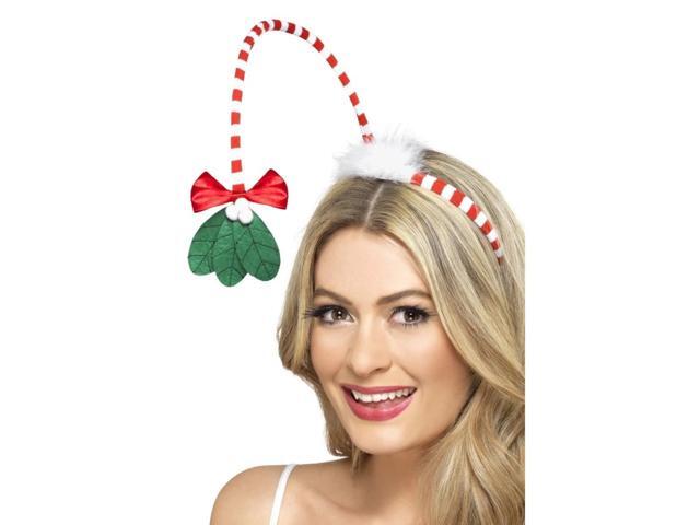 36' Red and White Mistletoe Unisex Adult Christmas Headband Costume Accessory - One Size