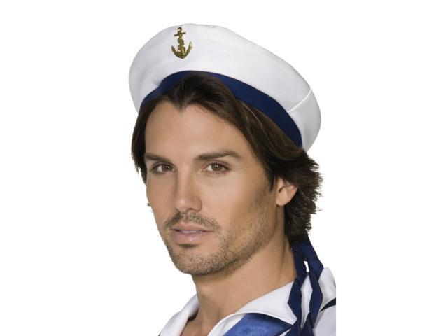 32' White and Blue Sailor Men Adult Halloween Hat Costume Accessory - One Size