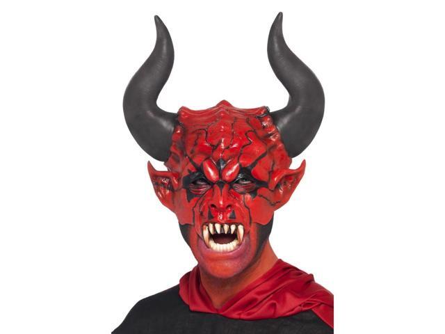 30' Red and Black Devil Lord Half Face Unisex Adult Mask Halloween Costume Accessory - One Size