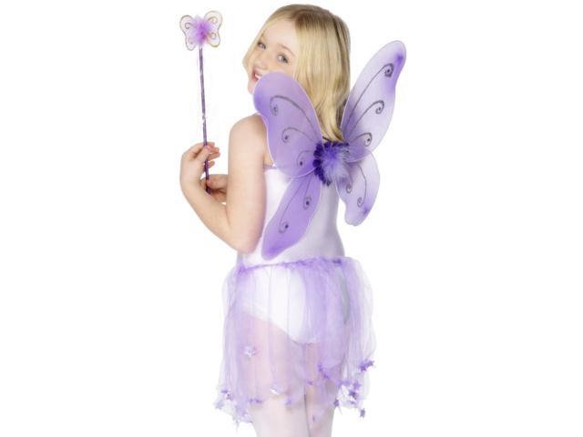 50' Purple Butterfly Wings and Wand Girl Child Halloween Costume Accessory