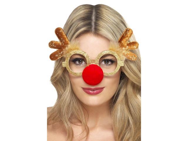 23' Gold and Red Reindeer Comedy Unisex Adult Halloween Specs Costume Accessory - One Size