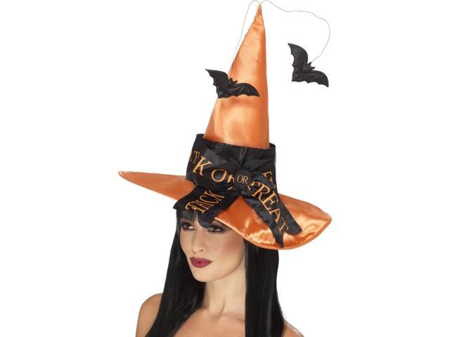 47' Black and Orange Trick or Treat Women Adult Halloween Hat Costume Accessory - One Size