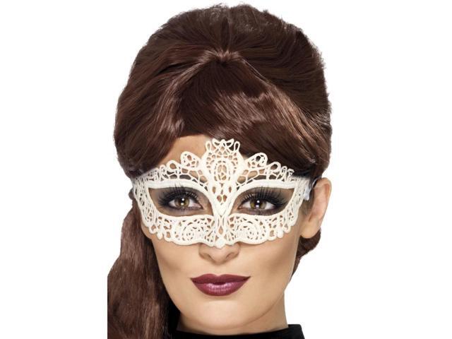 21' White Embroidered Lace Filigree Women Adult Halloween Eye Mask Costume Accessory - One Size