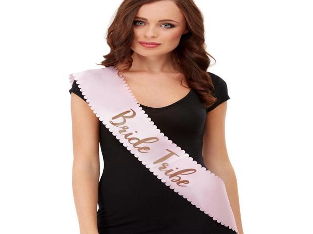 29' Pink and Gold 'Bride Tribe' Women Adult Halloween Sash Costume Accessory - One Size