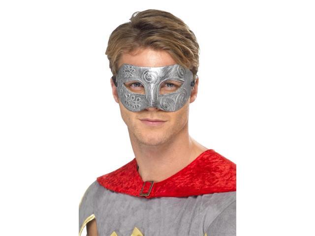 26' Silver Metallic Warrior Unisex Adult Halloween Eye Mask Costume Accessory - One Size