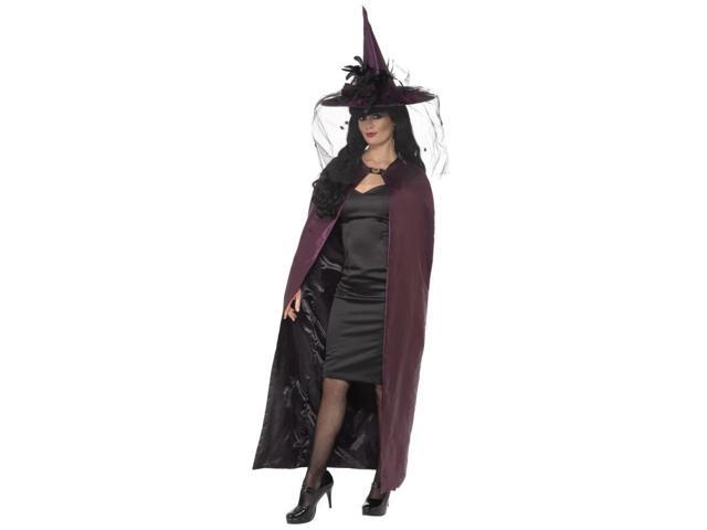 49' Black and Purple Women Adult Halloween Reversible Cape Costume Accessory - One Size