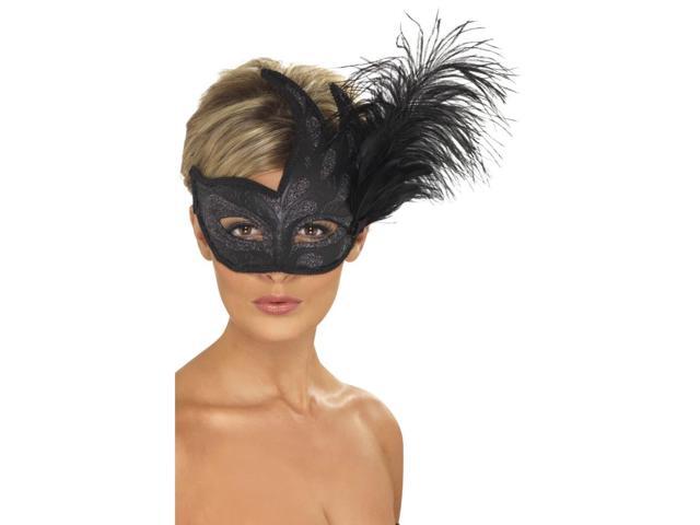 33' Black Ornate Colombina Unisex Adult Halloween Eye Mask Costume Accessory - One Size