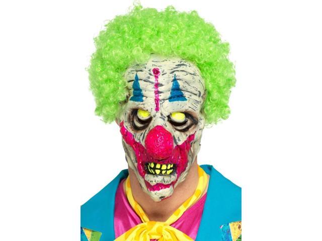 35' Green and White UV Clown Unisex Adult Halloween Mask Costume Accessory - One Size