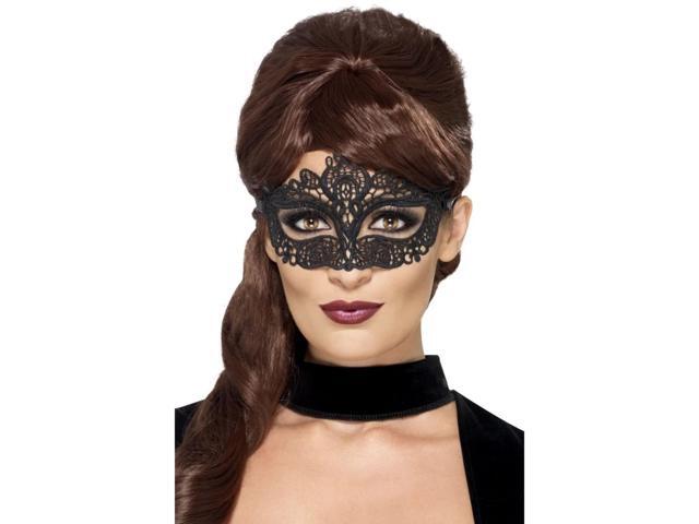 60' Black Embroidered Lace Filigree Women Adult Halloween Eyemask Costume Accessory - One Size