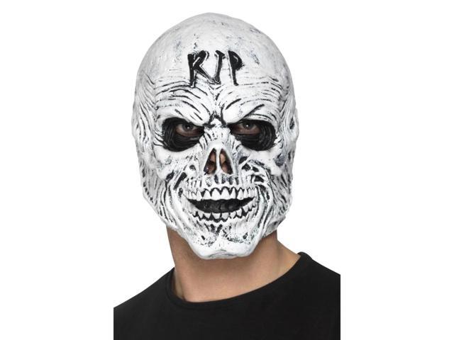 32' White and Black RIP Grim Men Adult Halloween Reaper Mask Costume Accessory - One Size