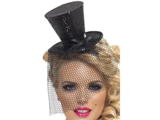 32' Black Fever Mini Women Adult Halloween Top Hat Costume Accessory - One Size