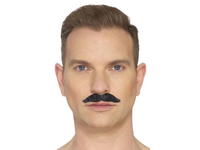 19' Black Hand-Knotted Professional Pencil Men Adult Halloween Moustache Costume Accessory - One Size