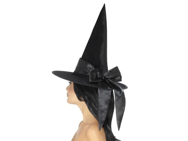42' Black Witch Women Adult Halloween Hat with Bow Costume Accessory - One Size
