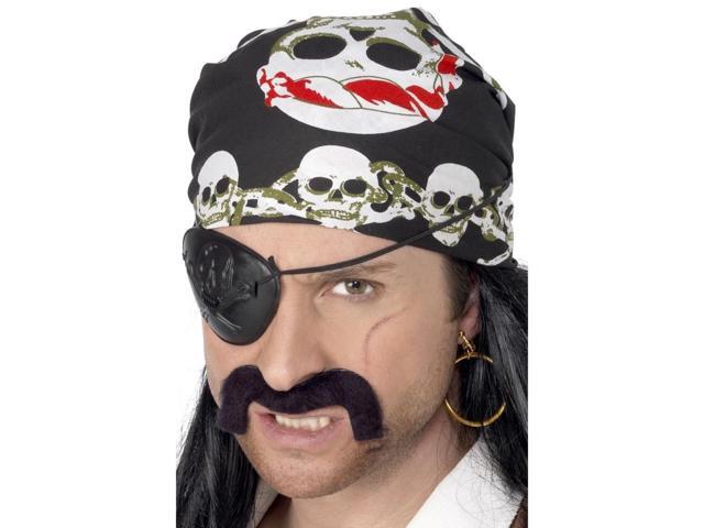 19' Black and Red Pirate Skull Printed Halloween Bandana Costume Accessory - One Size