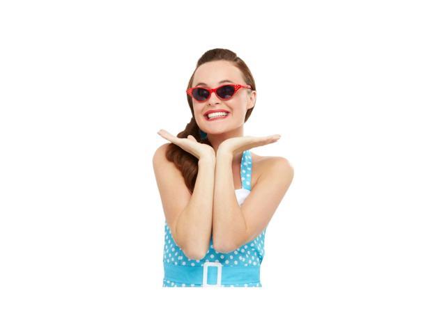 15' Red 1950 Style Rock and Roll Sunglasses with Diamante Unisex Adult Halloween Costume Accessory - One Size