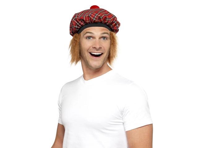 34' Red and Black Checkered Tam-O-Shanter Tartan Men Adult Halloween Hat Costume Accessory - One Size