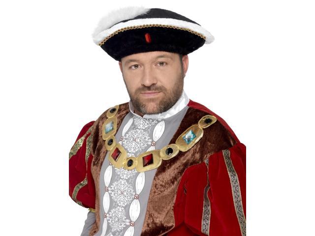 30' Black and White Henry VIII Historical Men Adult Halloween Hat Costume Accessory - One Size