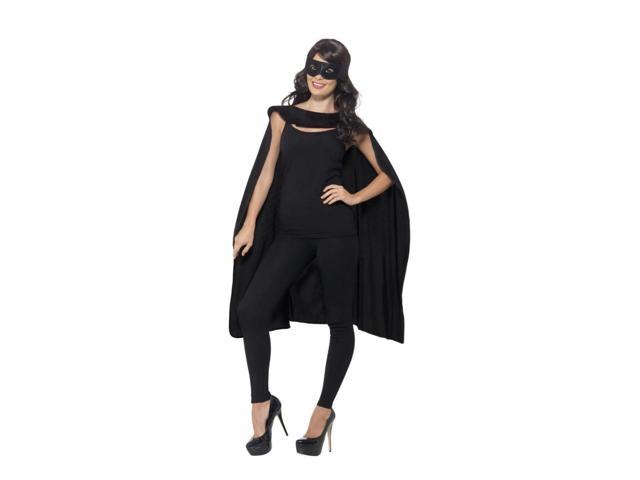 26' Black Unisex Adult Halloween Cape with Eyemask Costume Accessory - One Size