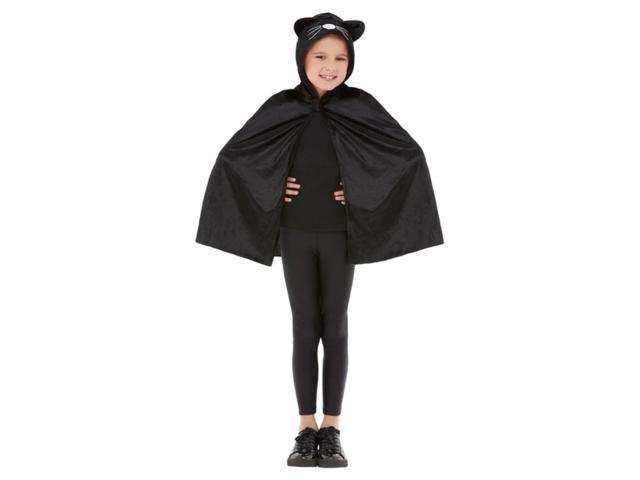 Black and White Cat Hooded Girl Child Halloween Cape Costume Accessory - One Size