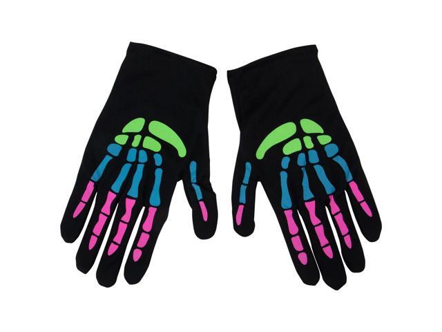 12' Colorful Skeleton Halloween Gloves Costume Accessory
