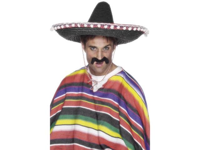 59' Black Sombrero Straw Men Adult Halloween Hat Costume Accessory - One Size