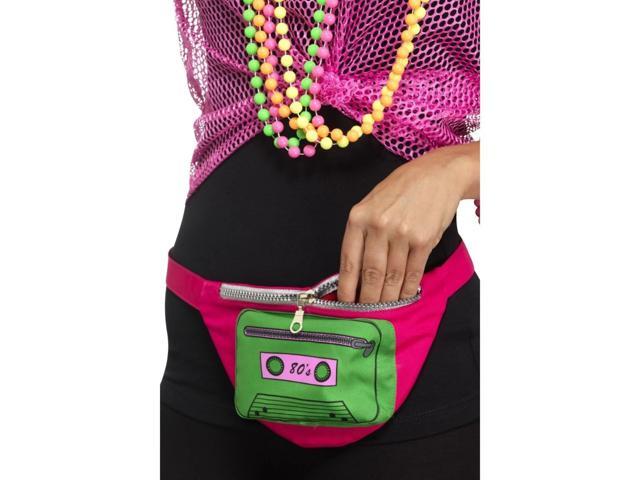 21' Pink and Green 1980's Unisex Adult Halloween Bumbag Costume Accessory - One Size