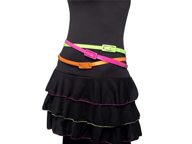 29' Green and Pink 1980's Style Neon Women Adult Halloween Belt Costume Accessory - One Size