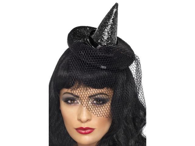 35' Black Mini Witch Women Adult Halloween Hat Costume Accessory - One Size