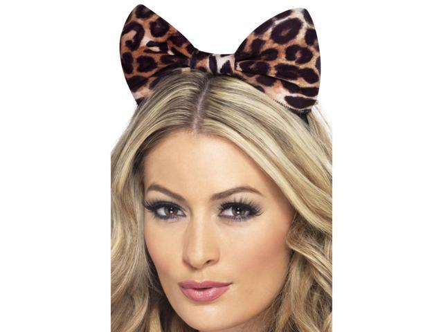 215' Brown and Black Cheetah Bow Women Headband Costume Accessory - One Size