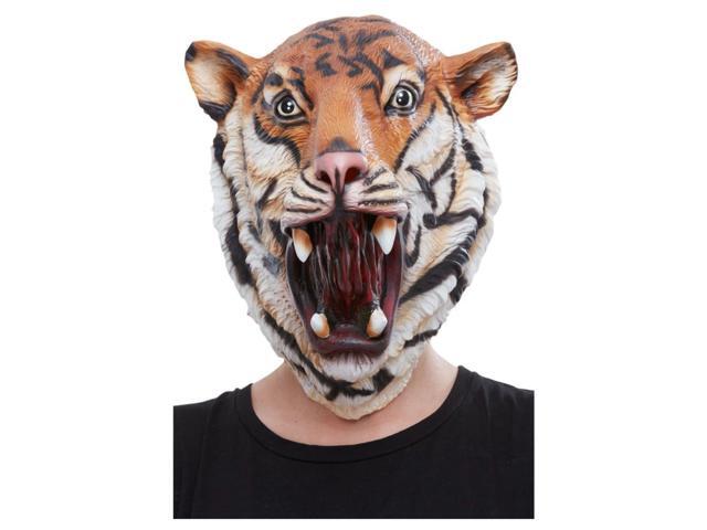 28' Orange and Black Tiger Full Overhead Unisex Adult Halloween Mask Costume Accessory - One Size