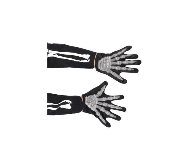 24' Black and Gray Skeleton Halloween Gloves Costume Accessory - One Size