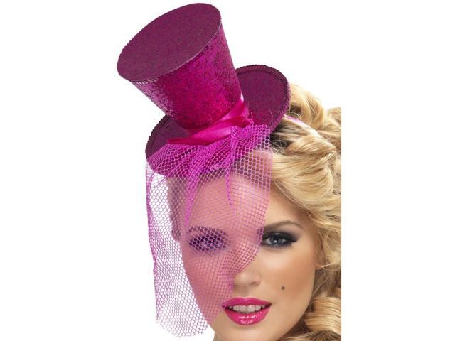 38' Pink Fever Mini Top Women Adult Halloween Hat on Headband Costume Accessory - One Size