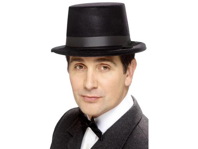 37' Black Felt Flocked Topper Men Adult Halloween Hat Costume Accessory - One Size