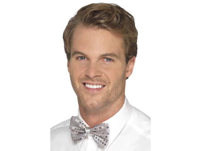 15' Silver Sequin Unisex Adult Halloween Bow Tie Costume Accessory - One Size