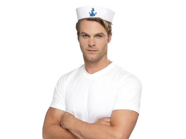 32' White and Blue US Sailor Doughboy Unisex Adult Halloween Hat Costume Accessory - One Size